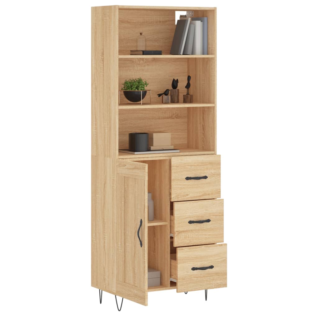 Skříň Highboard Dub Sonoma 69,5 X 34 X 180 Cm Kompozitní Dřevo