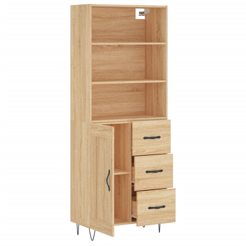 Skříň Highboard Dub Sonoma 69,5 X 34 X 180 Cm Kompozitní Dřevo