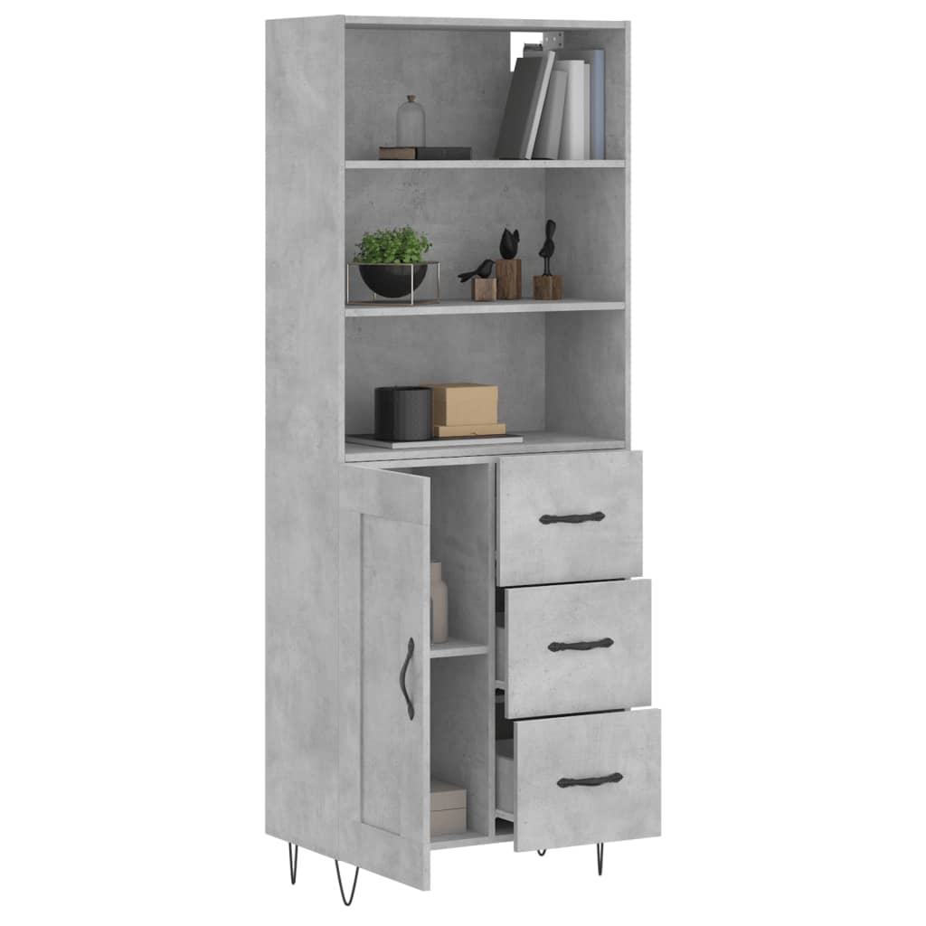 Skříň Highboard Betonově Šedá 69,5X34X180 Cm Kompozitní Dřevo