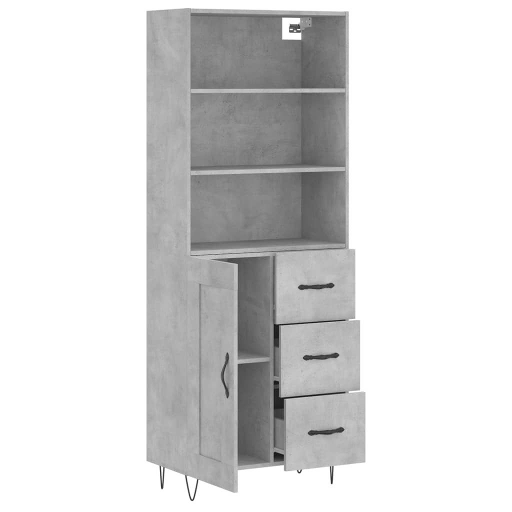 Skříň Highboard Betonově Šedá 69,5X34X180 Cm Kompozitní Dřevo