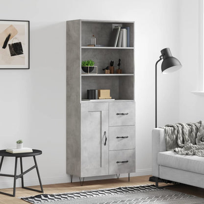 Skříň Highboard Betonově Šedá 69,5X34X180 Cm Kompozitní Dřevo