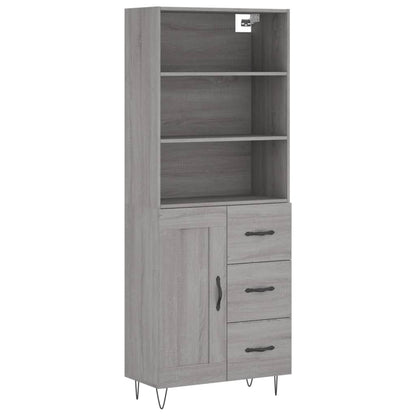 Skříň Highboard Šedá Sonoma 69,5 X 34 X 180 Cm Kompozitní Dřevo