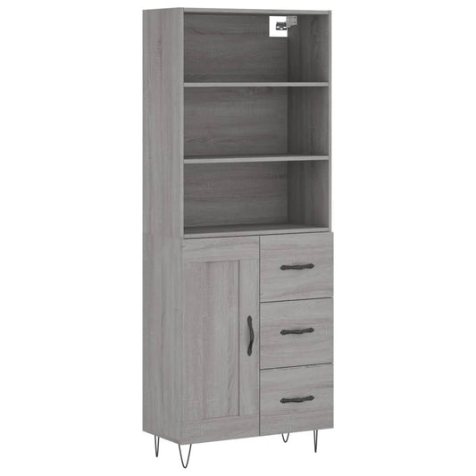 Skříň Highboard Šedá Sonoma 69,5 X 34 X 180 Cm Kompozitní Dřevo