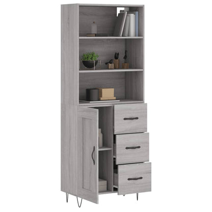 Skříň Highboard Šedá Sonoma 69,5 X 34 X 180 Cm Kompozitní Dřevo