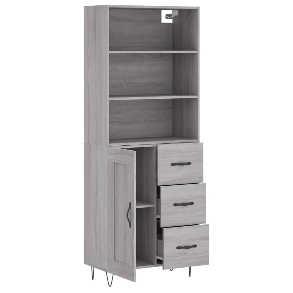 Skříň Highboard Šedá Sonoma 69,5 X 34 X 180 Cm Kompozitní Dřevo