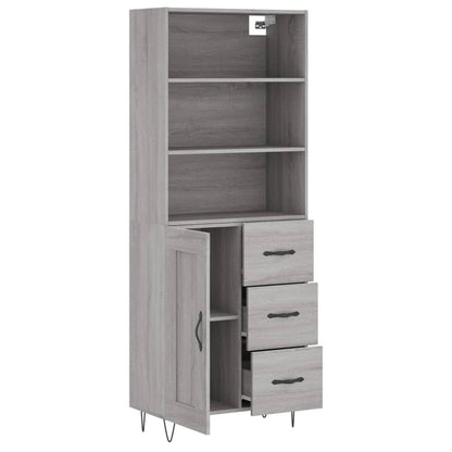 Skříň Highboard Šedá Sonoma 69,5 X 34 X 180 Cm Kompozitní Dřevo