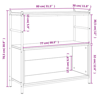 Knihovna 80 X 30 X 78,5 Cm Kompozitní Dřevo A Železo Dub Sonoma