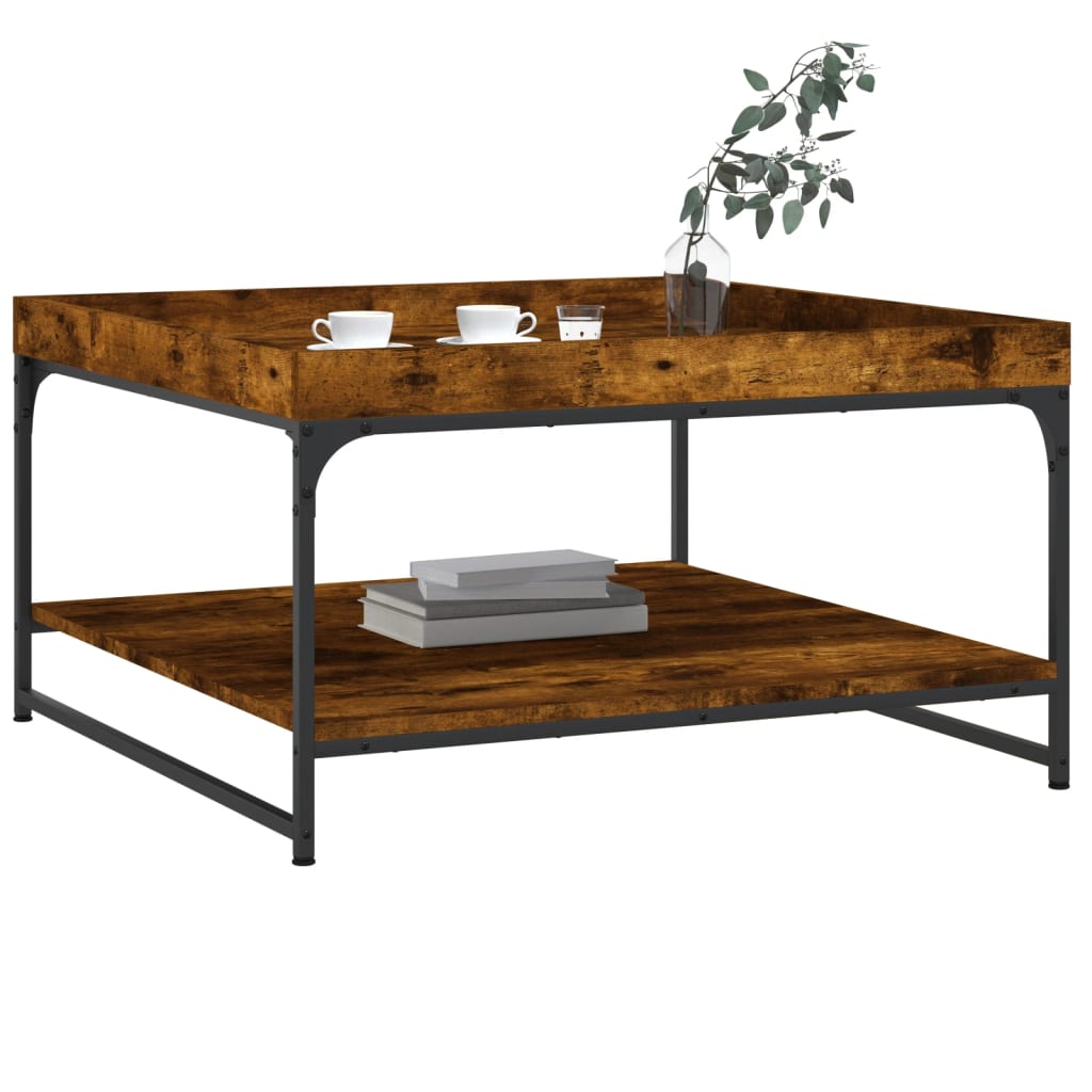 Konferenční Stolek Kouřový Dub 80X80X45 Cm Kompozit A Železo