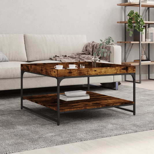 Konferenční Stolek Kouřový Dub 80X80X45 Cm Kompozit A Železo