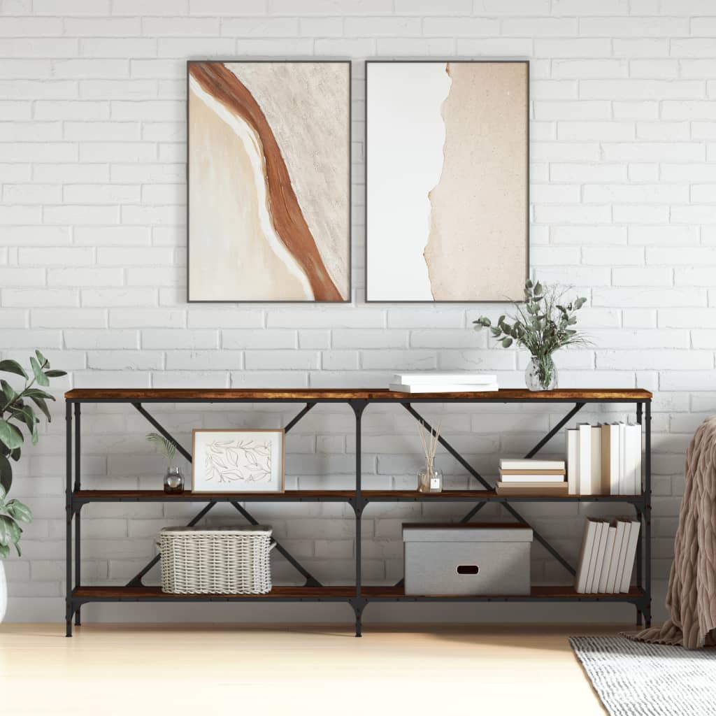 Konzolový Stolek Černý 180X30X75 Cm Kompozitní Dřevo A Železo