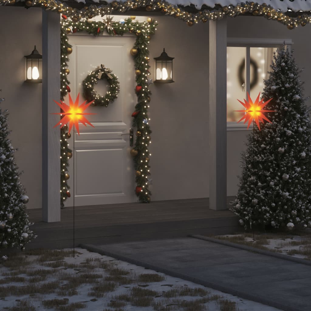 Svítící Vánoční Hvězdy S Hroty 3 Ks Led Skládací Červené 57 Cm