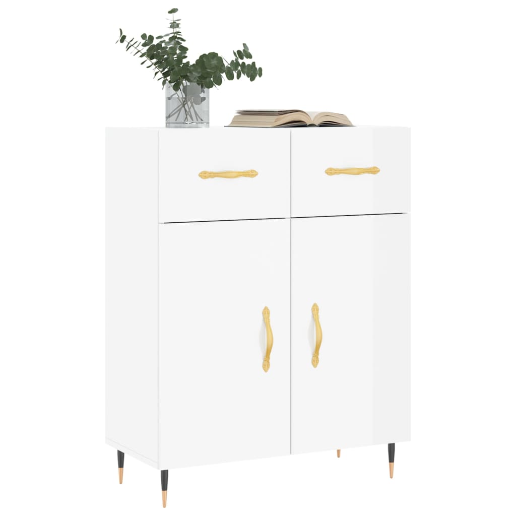 Příborník Bílý S Vysokým Leskem 69,5X34X90 Cm Kompozitní Dřevo