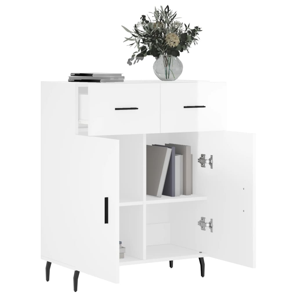 Příborník Bílý S Vysokým Leskem 69,5X34X90 Cm Kompozitní Dřevo
