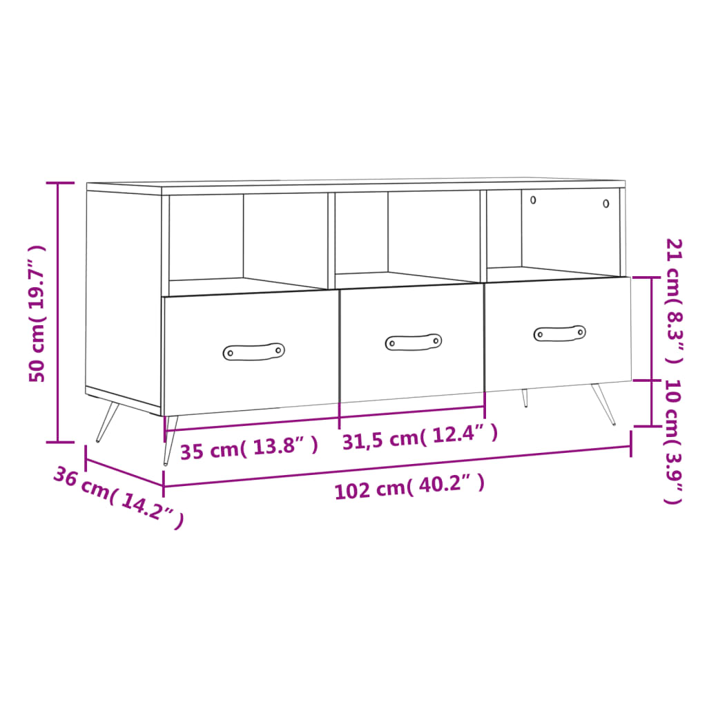 Tv Skříňka Betonově Šedá 102 X 36 X 50 Cm Kompozitní Dřevo