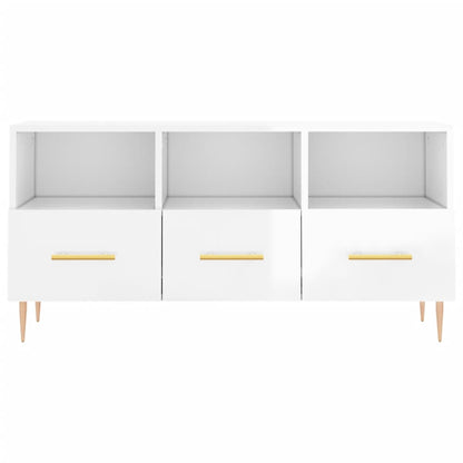 Tv Skříňka Bílá S Vysokým Leskem 102X36X50 Cm Kompozitní Dřevo