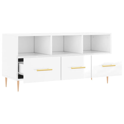 Tv Skříňka Bílá S Vysokým Leskem 102X36X50 Cm Kompozitní Dřevo