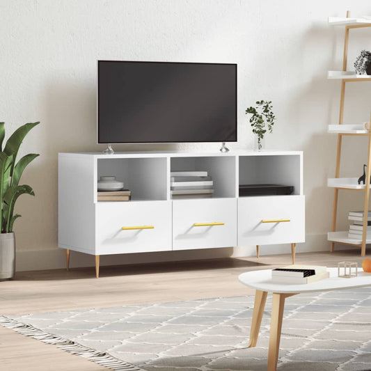 Tv Skříňka Bílá S Vysokým Leskem 102X36X50 Cm Kompozitní Dřevo