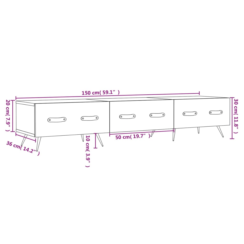 Tv Skříňka Betonově Šedá 150 X 36 X 30 Cm Kompozitní Dřevo