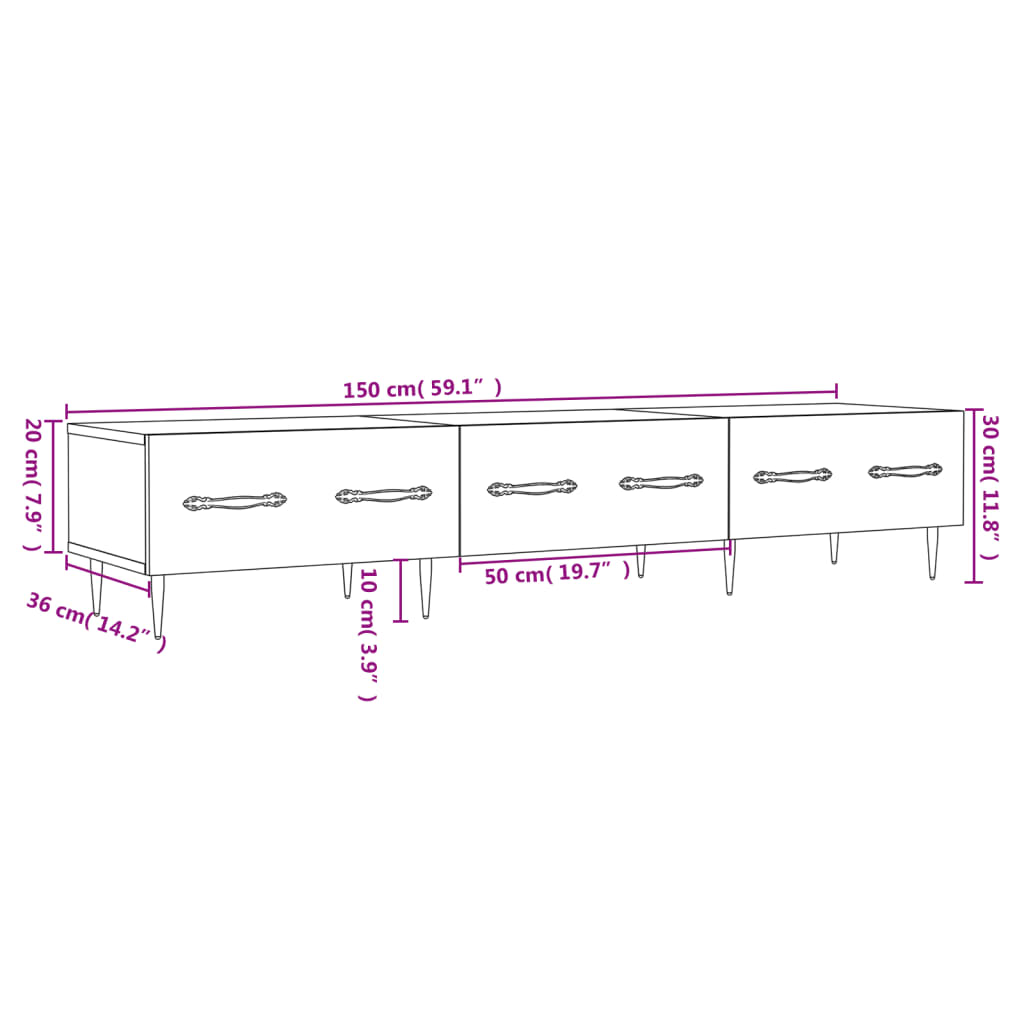 Tv Skříňka Betonově Šedá 150 X 36 X 30 Cm Kompozitní Dřevo