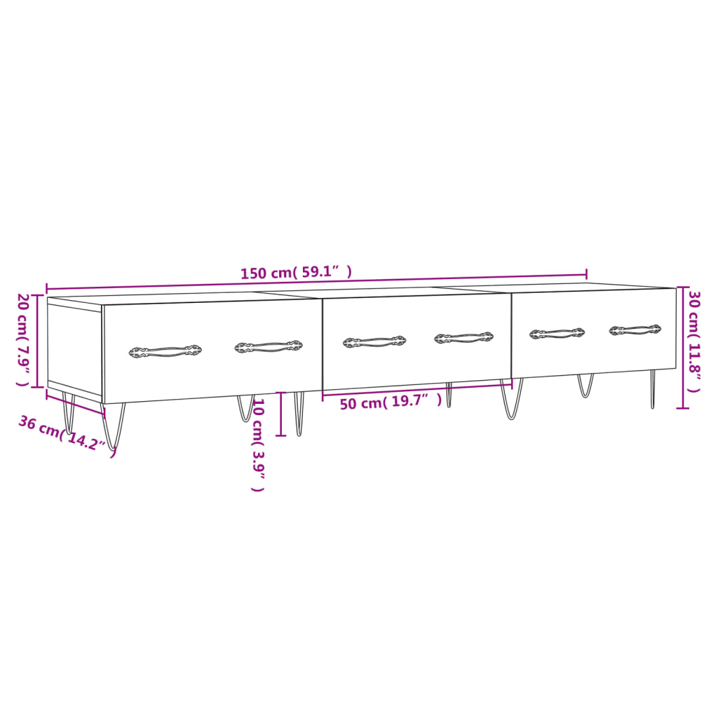 Tv Skříňka Betonově Šedá 150 X 36 X 30 Cm Kompozitní Dřevo