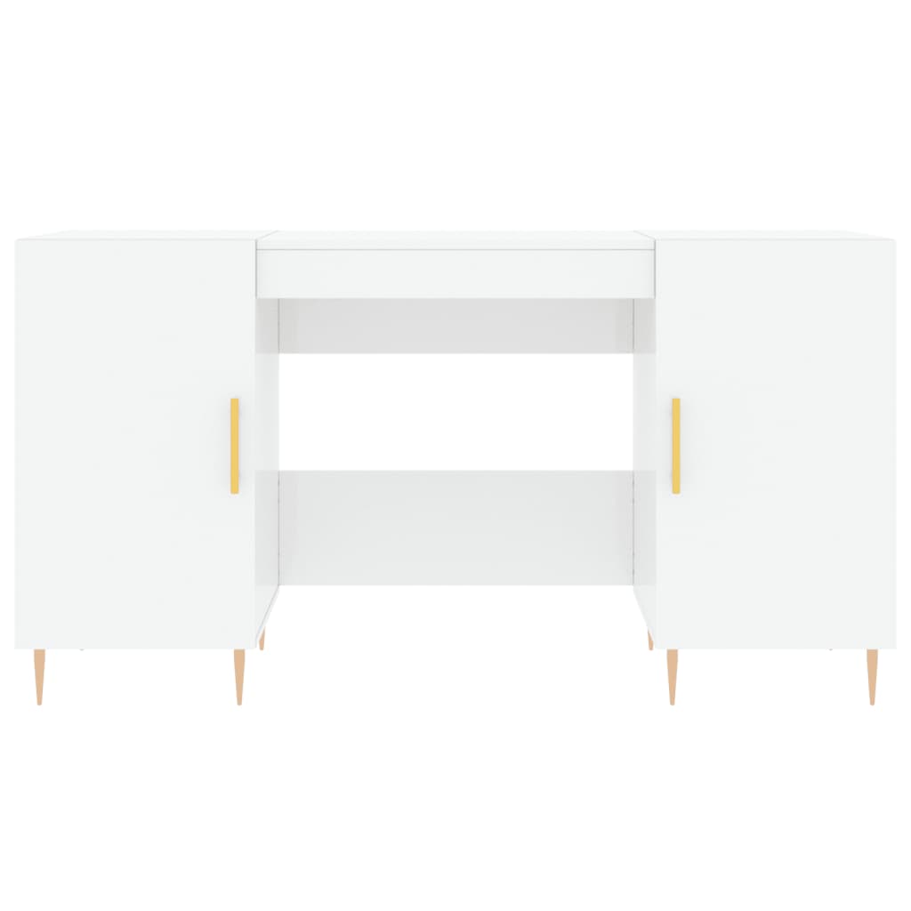 Psací Stůl Bílý S Vysokým Leskem 140X50X75 Cm Kompozitní Dřevo