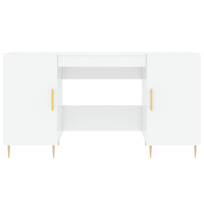 Psací Stůl Bílý S Vysokým Leskem 140X50X75 Cm Kompozitní Dřevo