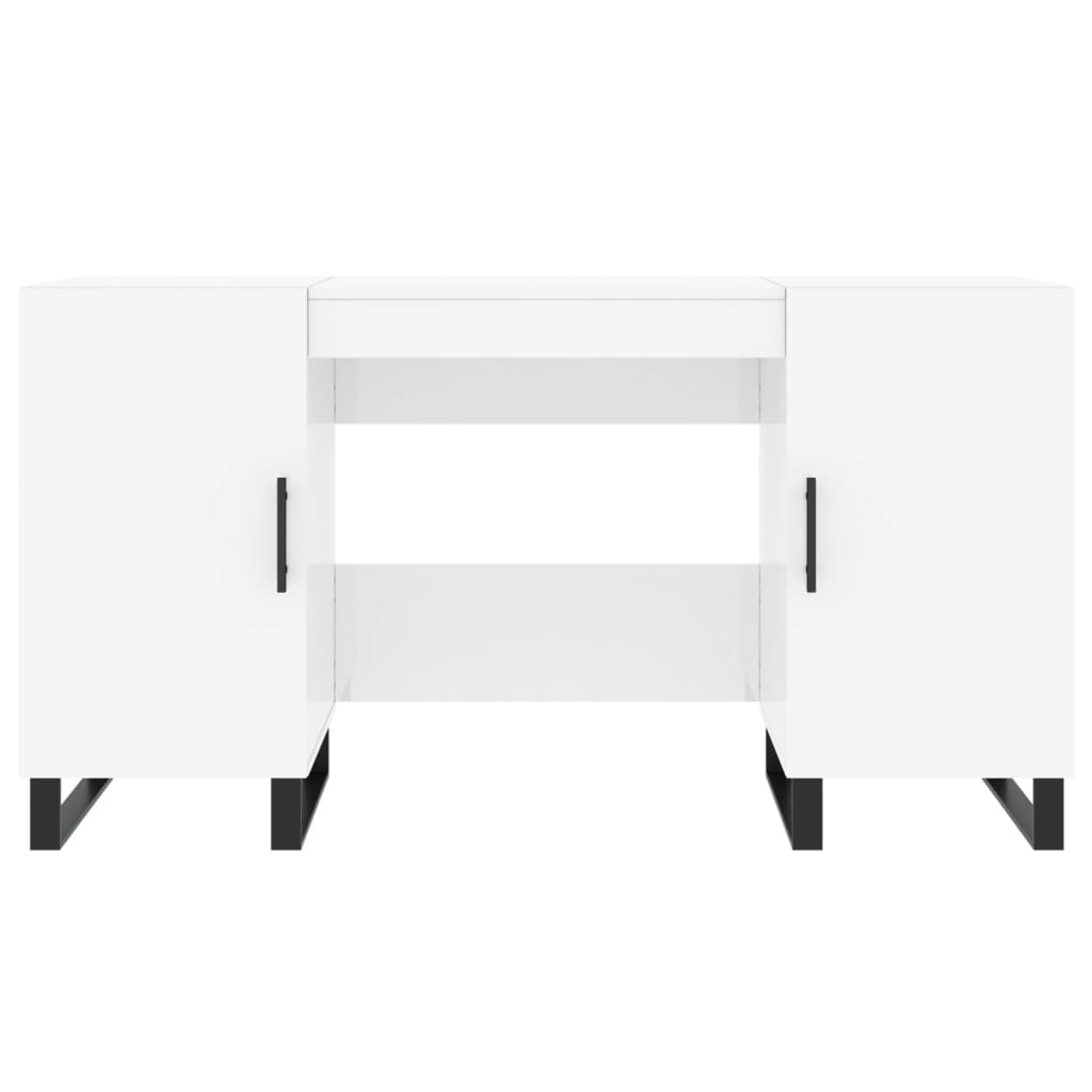 Psací Stůl Bílý S Vysokým Leskem 140X50X75 Cm Kompozitní Dřevo