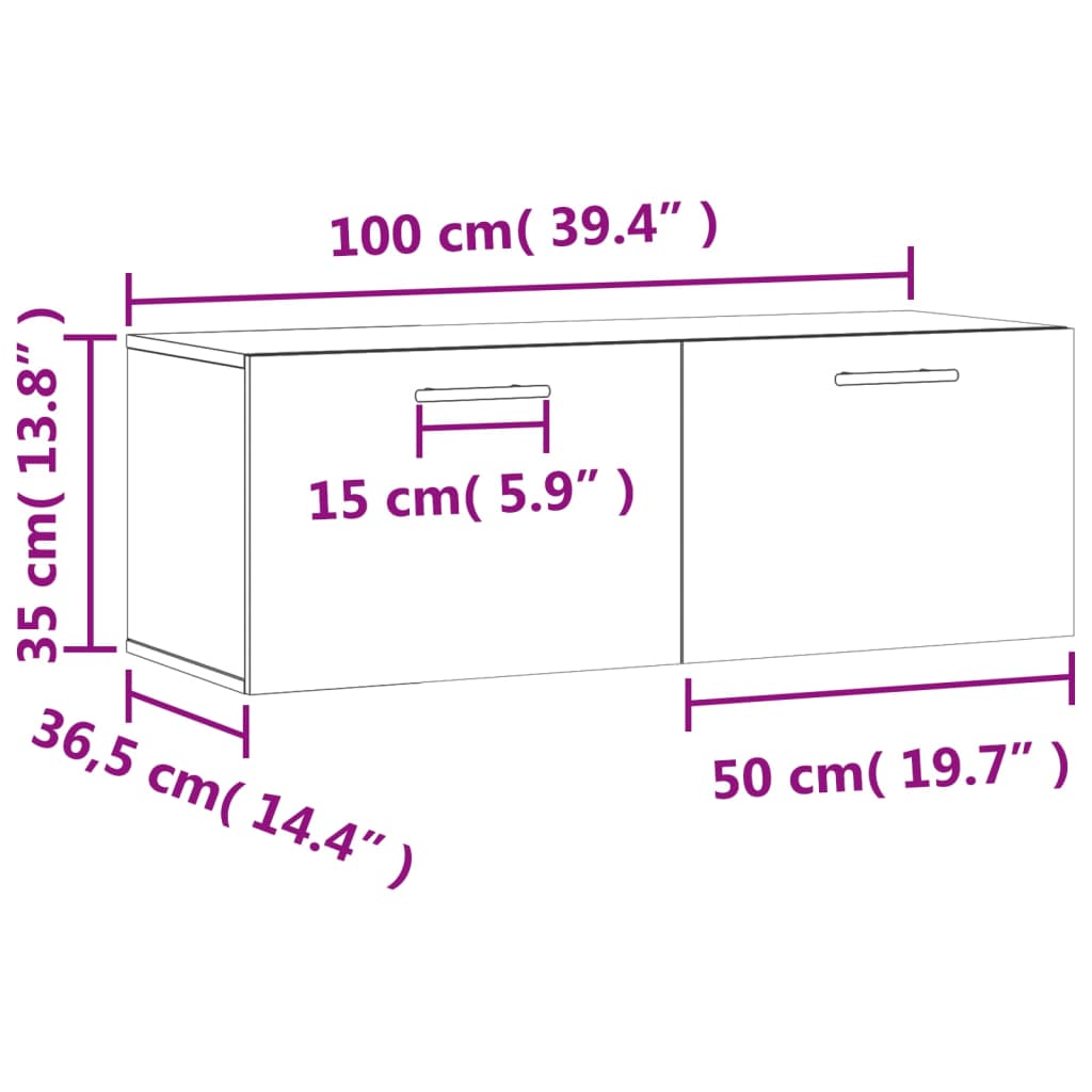Nástěnná Skříňka Betonově Šedá 100X36,5X35 Cm Kompozitní Dřevo