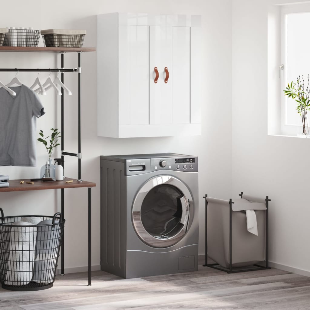 Nástěnná Skříňka Lesklá Bílá 69,5 X 34 X 90 Cm Kompozitní Dřevo