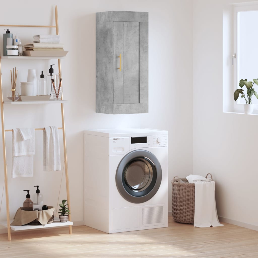 Nástěnná Skříňka Betonově Šedá 34,5X34X90 Cm Kompozitní Dřevo