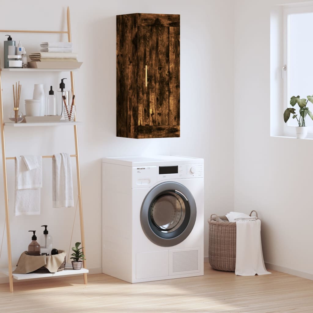 Nástěnná Skříňka Betonově Šedá 34,5X34X90 Cm Kompozitní Dřevo