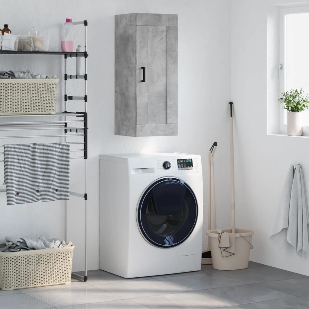 Nástěnná Skříňka Betonově Šedá 34,5X34X90 Cm Kompozitní Dřevo