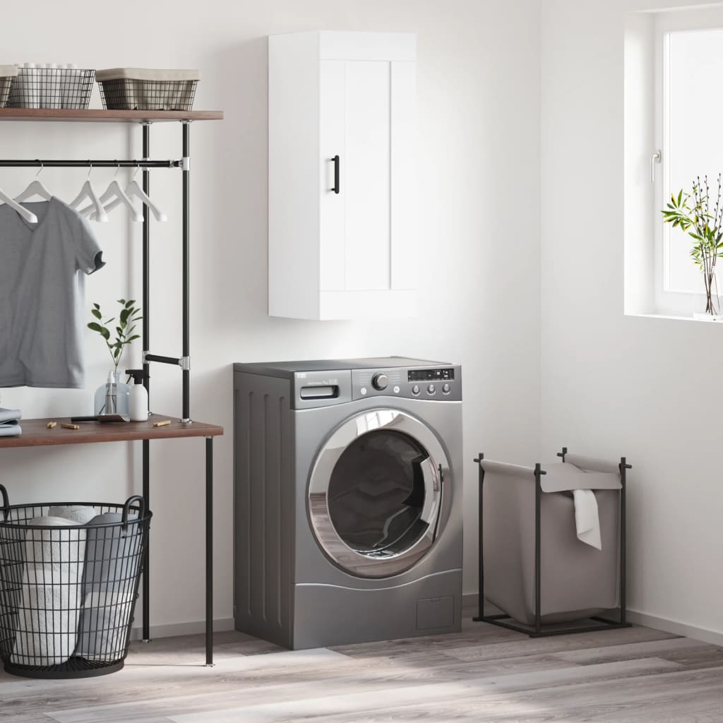 Nástěnná Skříňka Lesklá Bílá 34,5 X 34 X 90 Cm Kompozitní Dřevo