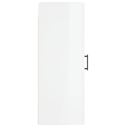 Nástěnná Skříňka Lesklá Bílá 34,5 X 34 X 90 Cm Kompozitní Dřevo