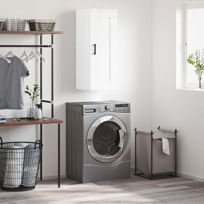 Nástěnná Skříňka Lesklá Bílá 34,5 X 34 X 90 Cm Kompozitní Dřevo