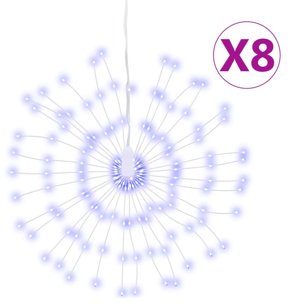 Vánoční Hvězdicová Světla 8 Ks 140 Modrých Led Diod 17 Cm