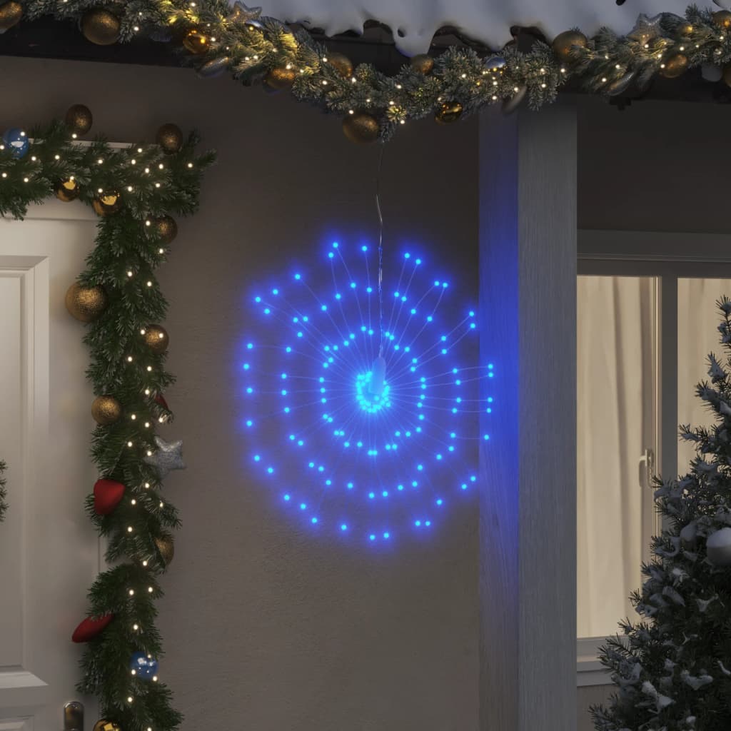 Vánoční Hvězdicová Světla 8 Ks 140 Modrých Led Diod 17 Cm
