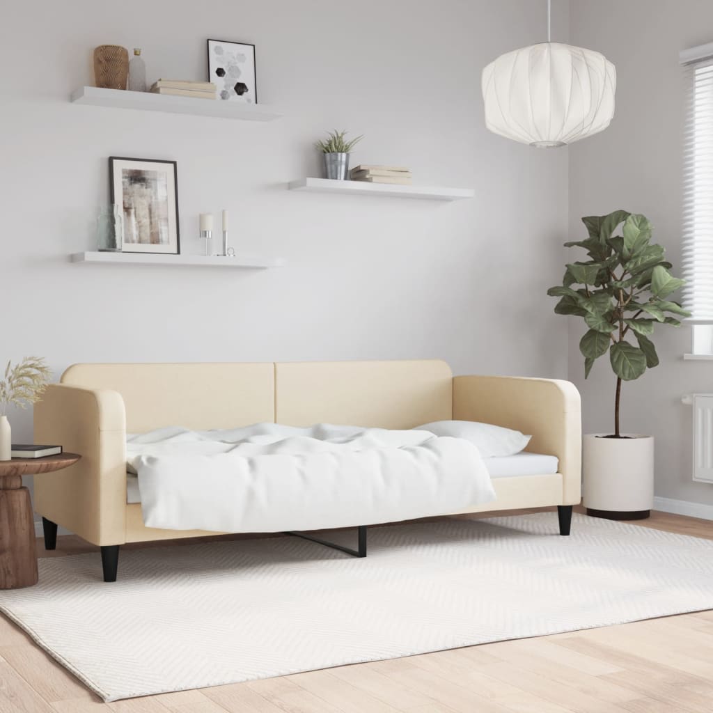 vidaXL Válenda textil krémová - bez matrace / 80 x 200 cm