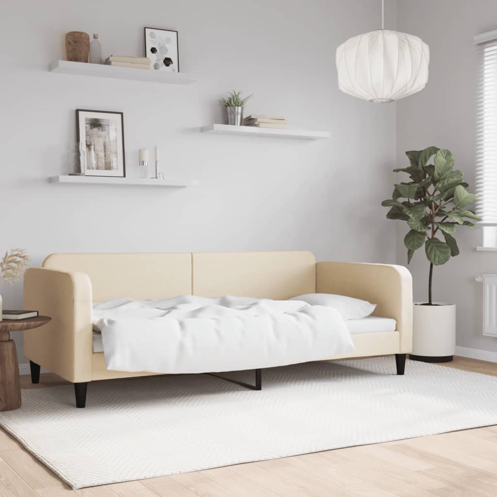 vidaXL Válenda textil krémová - bez matrace / 90 x 200 cm