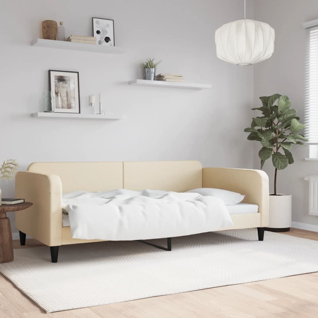 vidaXL Válenda textil krémová - bez matrace / 100 x 200 cm