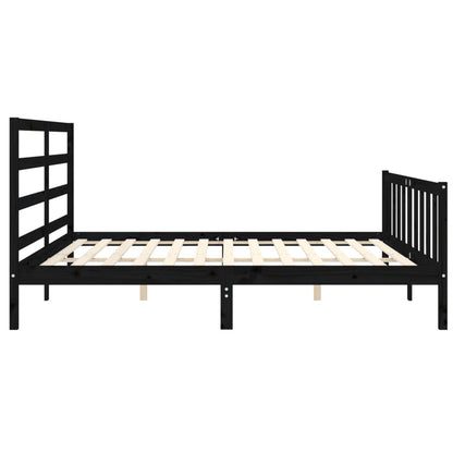 Rám Postele S Čelem Černý 200 X 200 Cm Masivní Dřevo