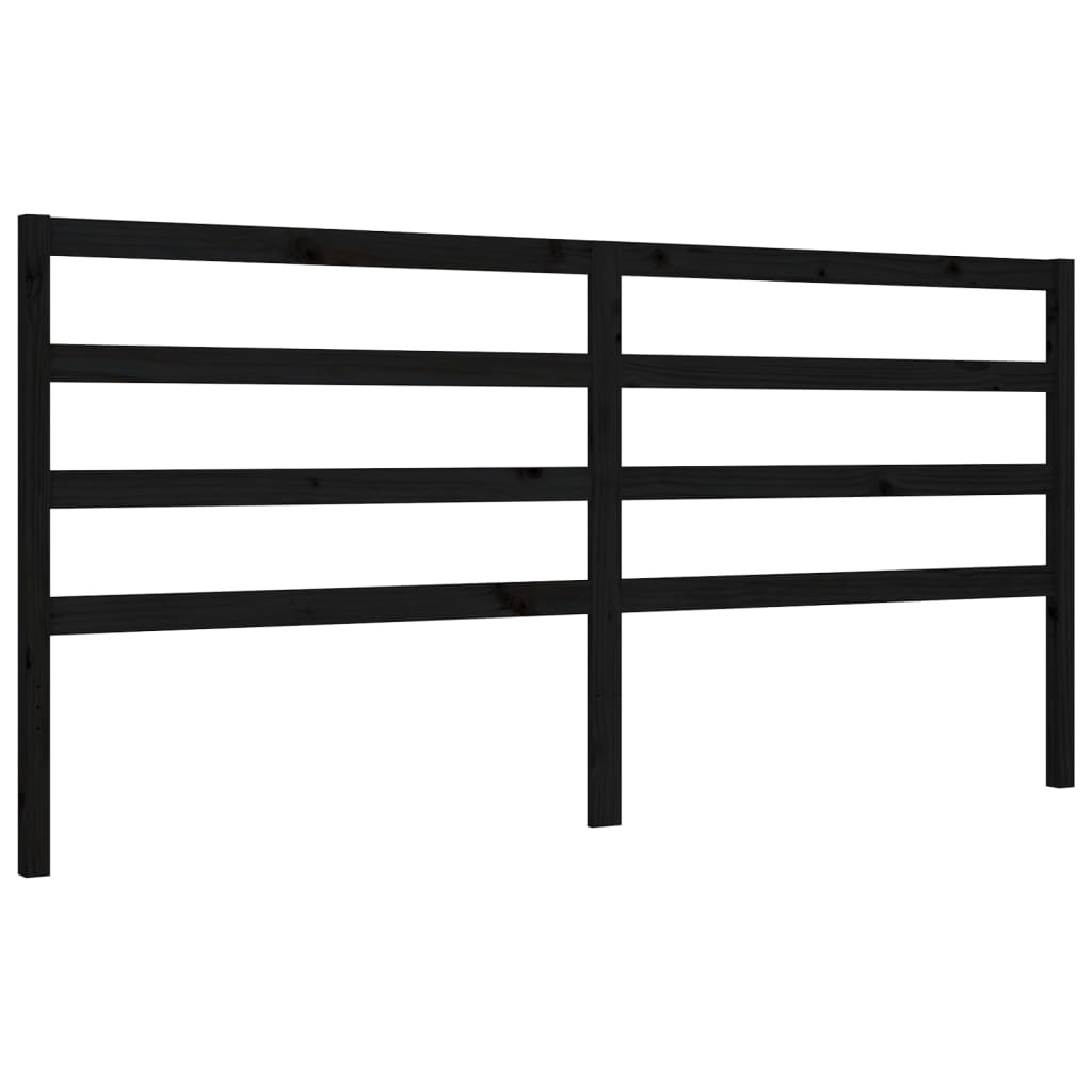 Rám Postele S Čelem Černý 200 X 200 Cm Masivní Dřevo