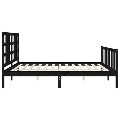 Rám Postele S Čelem Černý 200 X 200 Cm Masivní Dřevo