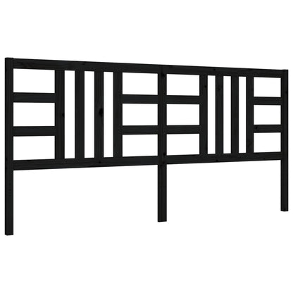 Rám Postele S Čelem Černý 200 X 200 Cm Masivní Dřevo