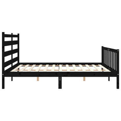 Rám Postele S Čelem Černý 200 X 200 Cm Masivní Dřevo