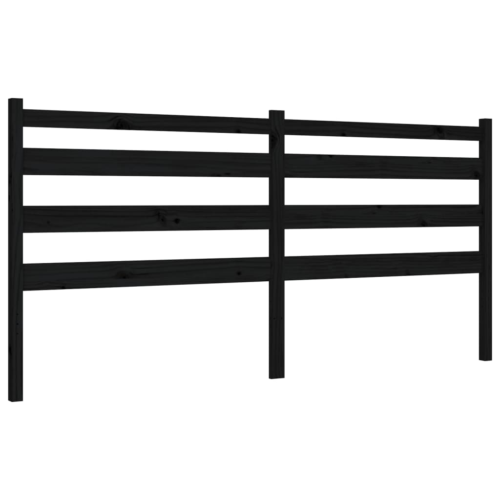 Rám Postele S Čelem Černý 200 X 200 Cm Masivní Dřevo