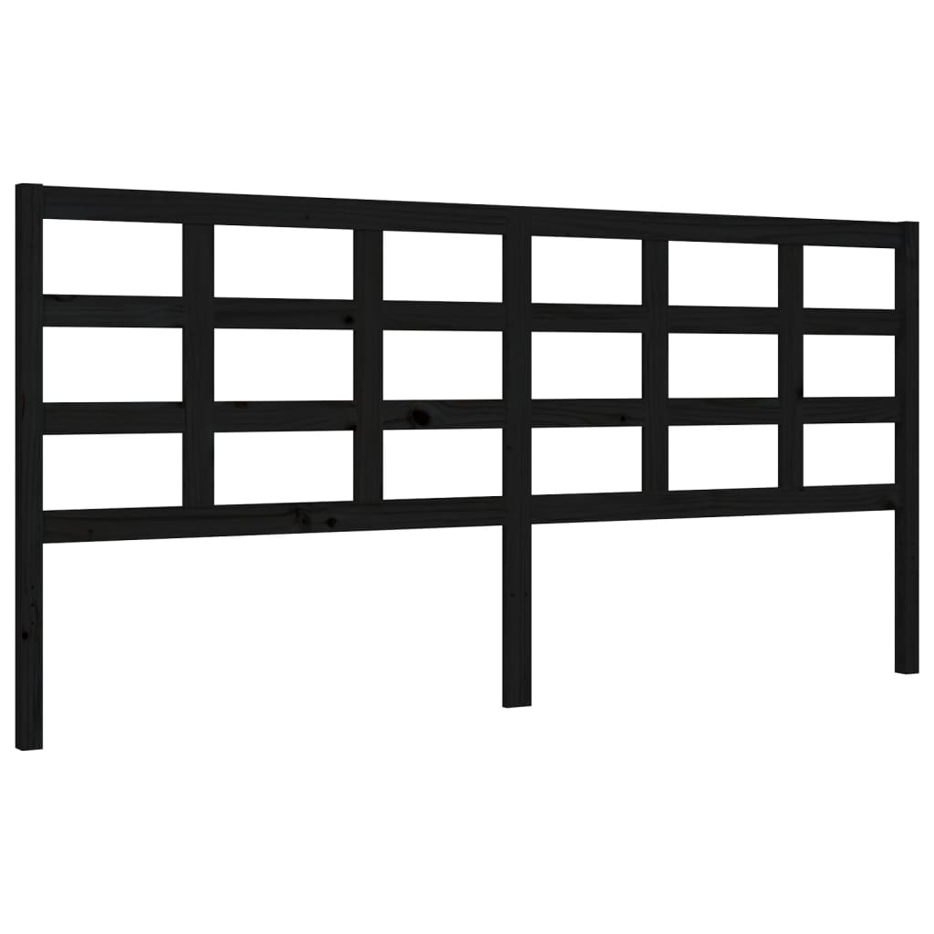 Rám Postele S Čelem Černý 200 X 200 Cm Masivní Dřevo