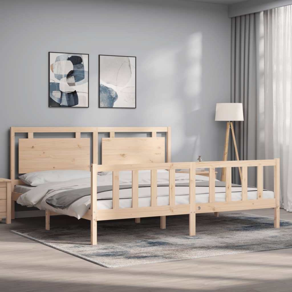 Rám Postele S Čelem 180 X 200 Cm Masivní Dřevo