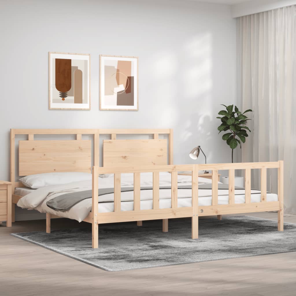 Rám Postele S Čelem 180 X 200 Cm Masivní Dřevo
