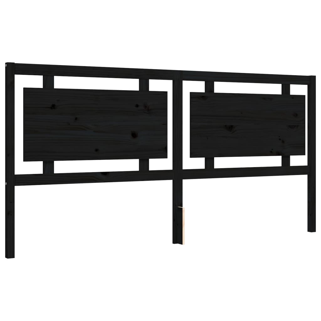 Rám Postele S Čelem Černý 200 X 200 Cm Masivní Dřevo
